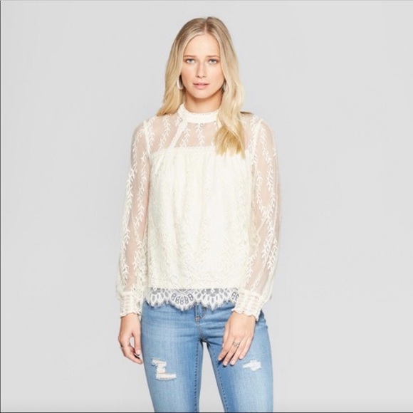 Xhilaration Tops - Cream lace blouse